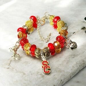 USC Trojans Inspired Beaded Charm Bracelet